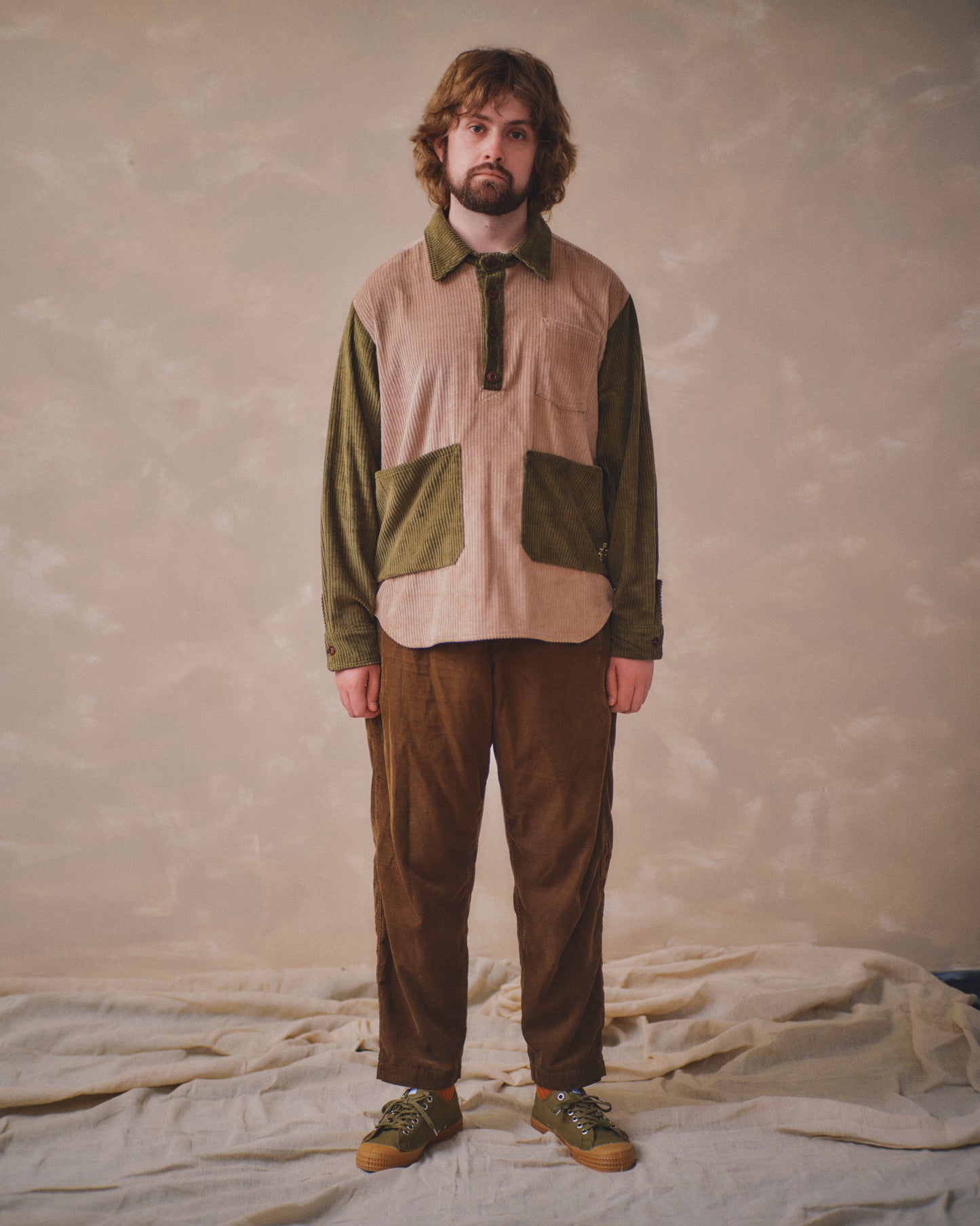 Austin Popover Shirt - Beige/Light Olive